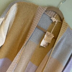 Hem & Thread Color Block Open Front Cardigan Sweater M Minimalistic Neutral